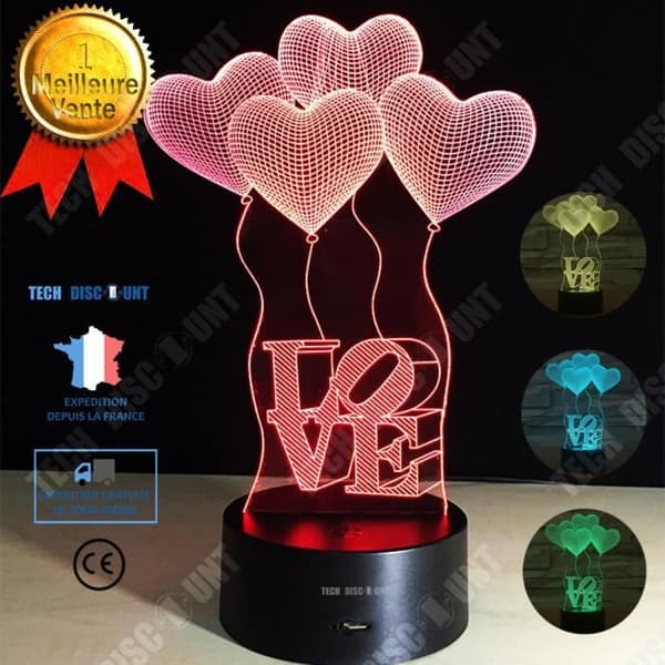TD® nattlampa 3d led illusionsljus barn baby nattfärg kärlek akryl kreativ touch switch stereo visuell atmosfär t