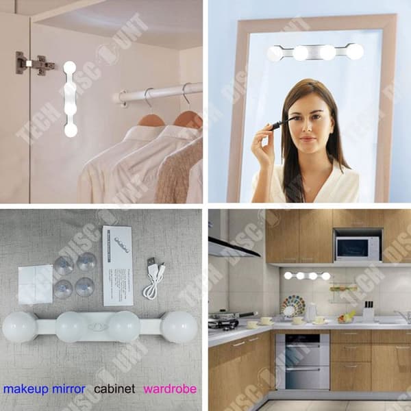 TD® LED sminklampa sminkspegel sugkoppslampa uppladdningsbar bärbar lampa skönhetslampa modell