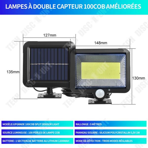 TD 1 Piece 100LED Utomhus Solar Vägglampa Människokroppens Sensor Light IP65 Vattentät Utomhus Vattentät Gatulampa Hals