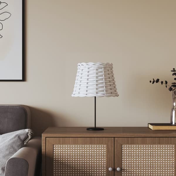 Lampskärm vit Ø20x15 cm korgmaterial