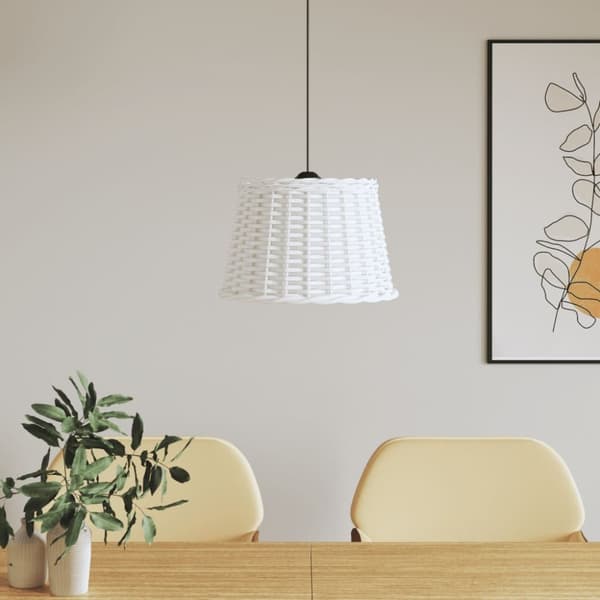 Taklampskärm vit Ø40x26 cm korgmaterial