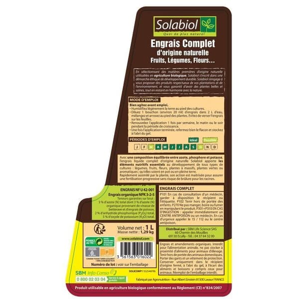SOLABIOL - Komplett flytande gödselmedel - Chockpris - 1 L burk - UAB