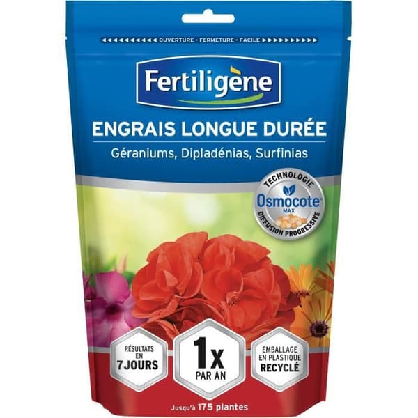 FERTILIGeNE - Långvarigt gödningsmedel Osmocote max Geraniums, Dipladenias, Surfinias 700g