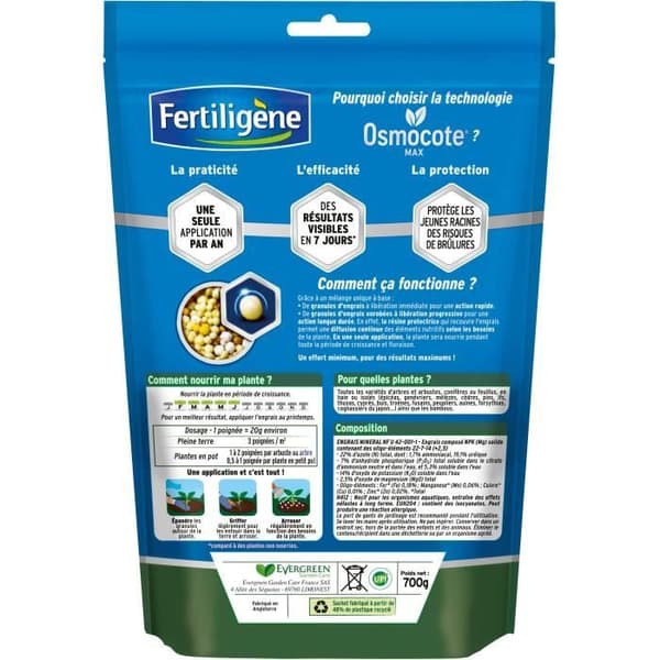 FERTILIGENE - Osmocote max Långtidsgödsel Buskar, Buxbom, Barrträd, Häckar 700g