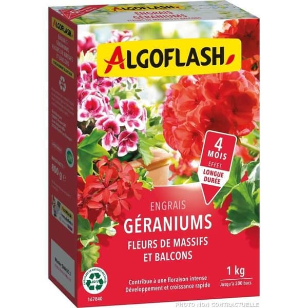Geranium gödselmedel, blommor av sängar och balkonger - Algoflash naturasol - 1 kg