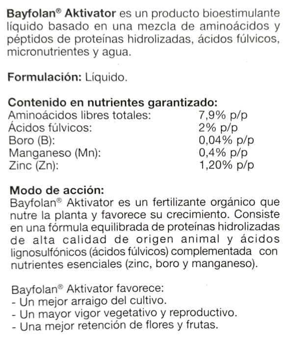 Bayfolan Aktivator Aminosyra Bladgödsel, 5 Liter, Snabb Absorption, Stressreducering