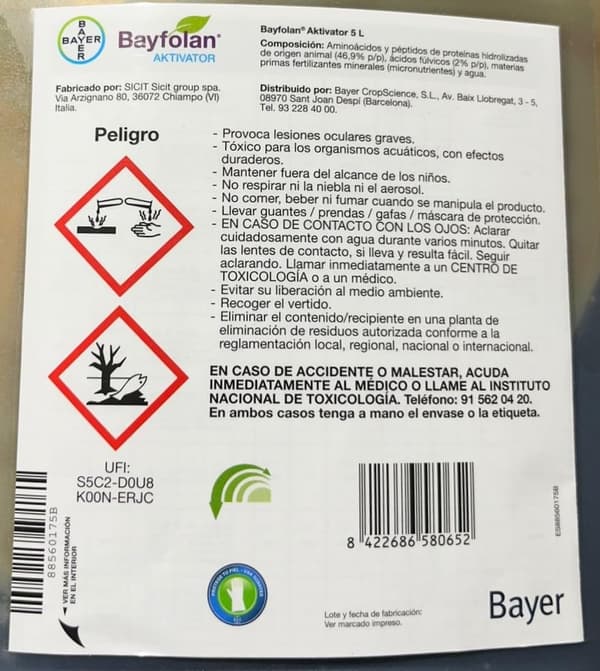 Bayfolan Aktivator Aminosyra Bladgödsel, 5 Liter, Snabb Absorption, Stressreducering