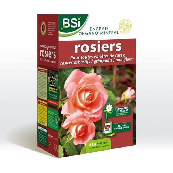 BSI - Organisk rosgödsel - För alla typer av rosor - Briljant blomning - Långvarig verkan - 4 kg - Upp till 40 m²