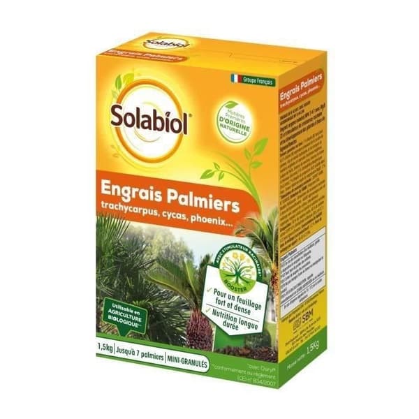 SOLABIOL SOPALMY15 Gödselpalmer och medelhavsväxter 1,5 kg, användbar i ekologiskt jordbruk