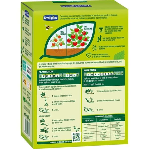 FERTILIGENE FCOSAN3 - Horn- och blodgödsel 3 kg - Snabb och långvarig verkan - Närar upp till 3 månader - Upp till 60m² befruktad