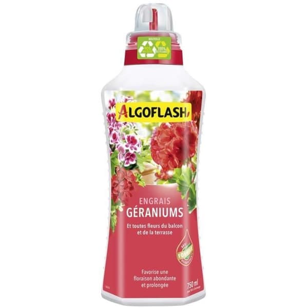 Pelargoner och alla balkongblommor gödselmedel - ALGOFLASH NATURASOL - 750 mL