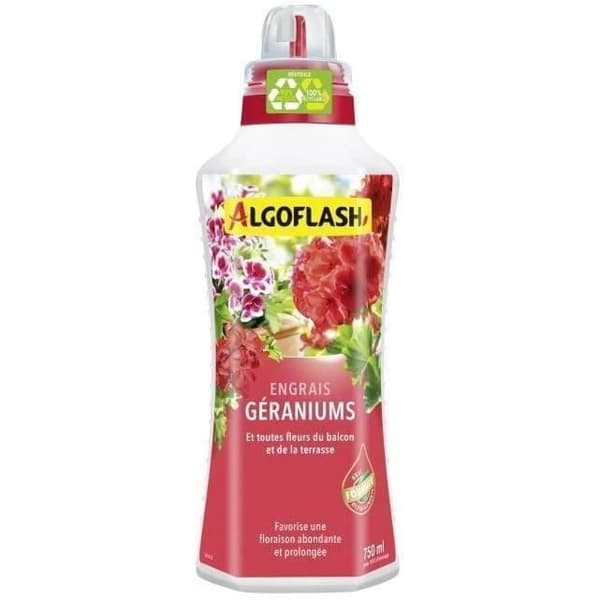 Pelargoner och alla balkongblommor gödselmedel - ALGOFLASH NATURASOL - 750 mL