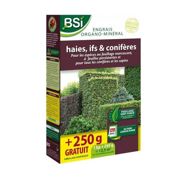 Gødning til økologisk hæk/taks/nåletræ - BSI - Mørkegrønt blad - Langtidsvirkende effekt - 12,5 m²