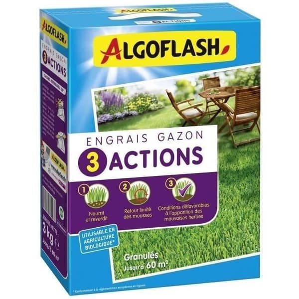 Græsgødning - Algoflash Naturasol - 3 handlinger - 3 kg