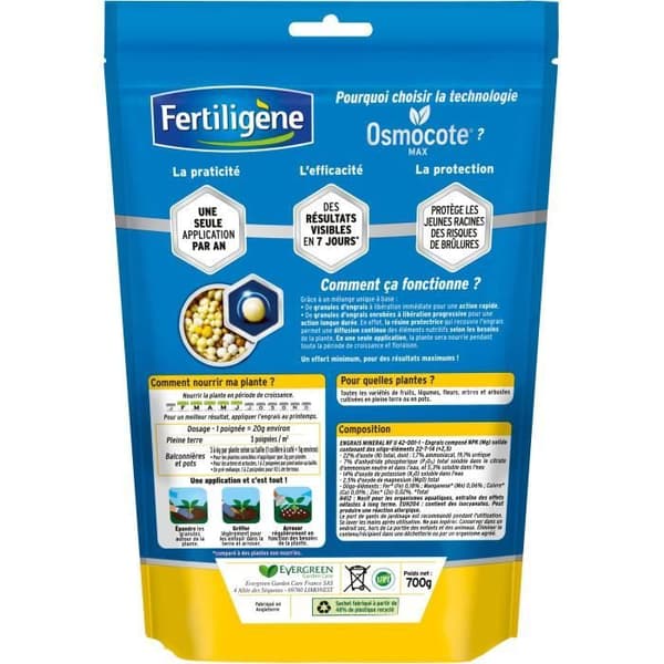LANNOITE - Osmocote max Yleiskäyttöinen pitkäaikainen lannoite kasveille ja uudelleenistutukseen 700g