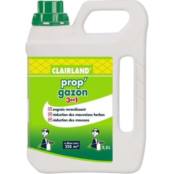 Prop'Gazon 3 in 1 nestemäinen nurmikkolannoite - Clairland - tiivistetty 2,5 l
