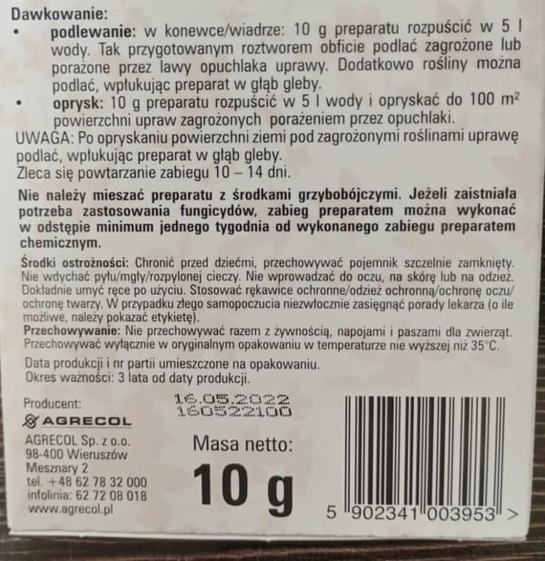 Biologisk præparat mod skadedyr og ødem 10 g