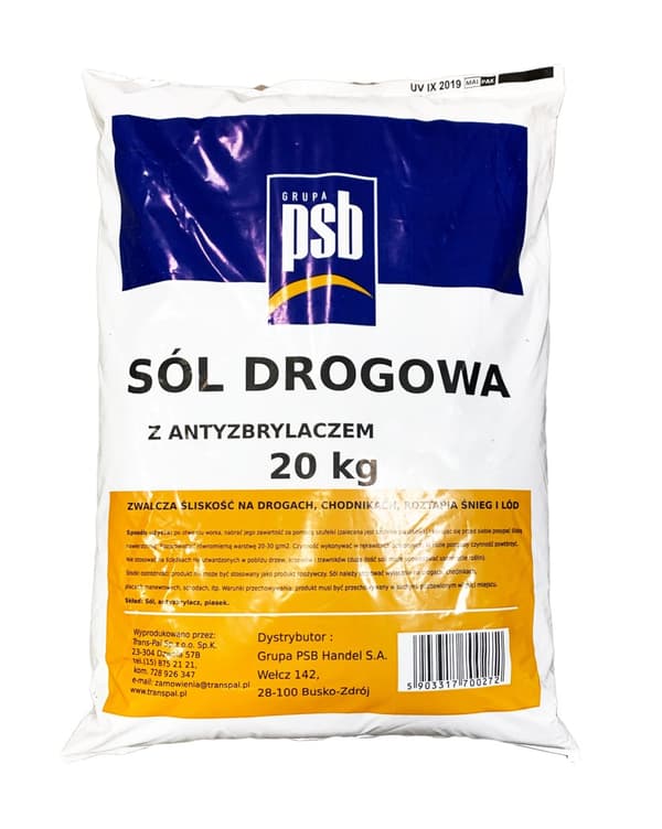 Vägsalt mot svart is med klumpförebyggande medel PSB 20 kg