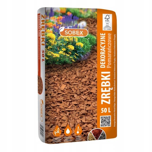 Dekorativa träflis orange 50L
