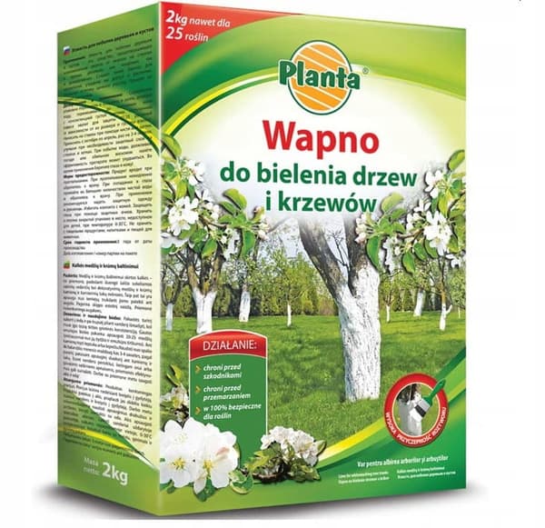 Jauhemainen kalkki puiden ja pensaiden valkoiseen pesuun 2 kg tehokas