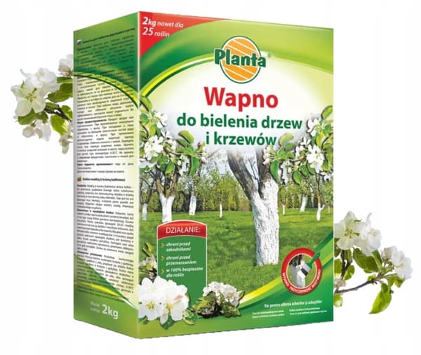 Jauhemainen kalkki puiden ja pensaiden valkoiseen pesuun 2 kg tehokas