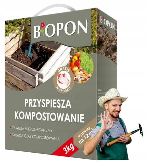 Biopon kompost 3 kg Fremskynder komposteringen af græs i komposten