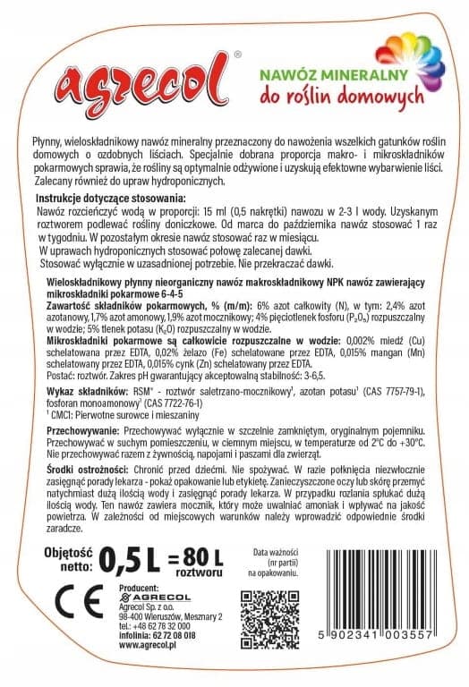 Mineralgödsel för krukväxter med dekorativa blad 500 ml