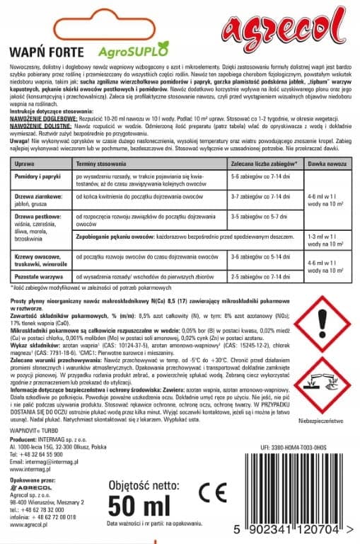 Lehtilaivelannoite 50ml Calcium forte tomaateille ja muille kasveille