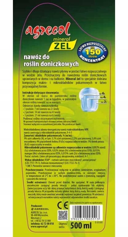 Mineralgödselgel för krukväxter 250ml
