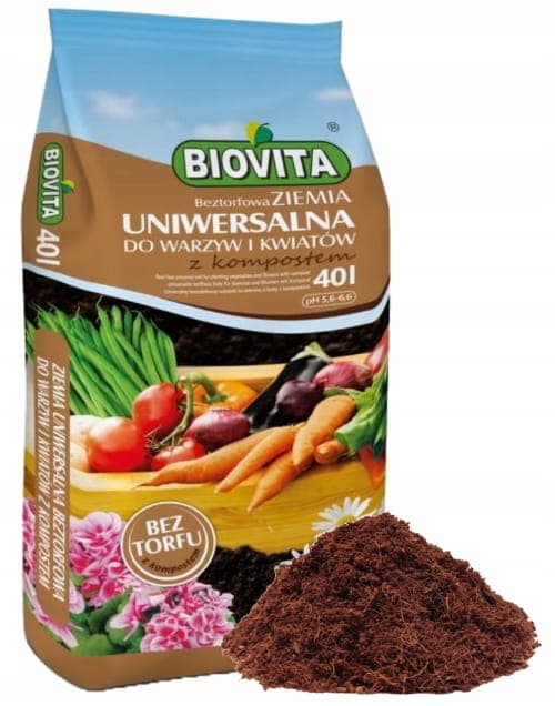 Trädgårdsjord universal för grönsaker och blommor 40L torvfri med kompost