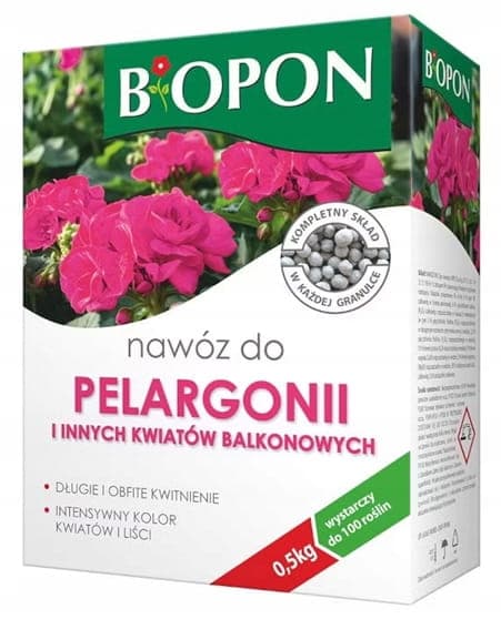 Gödselmedel för pelargoner och balkongblommor 500g Intensiv blomning
