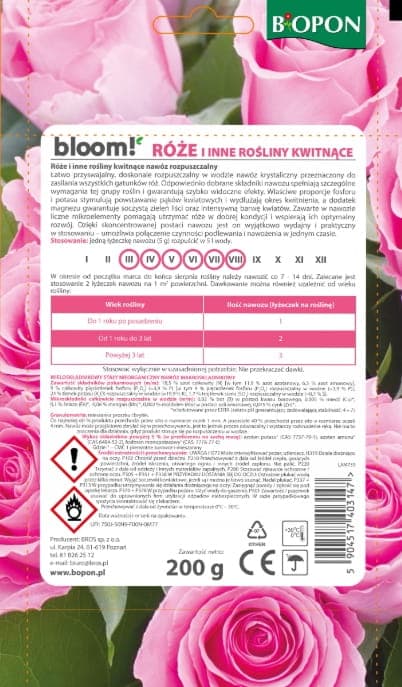 Lösligt gödningsmedel för rosor, blommande blommor 200g frodig långblommande