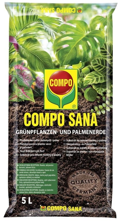 Compo Sana substrat til grønne planter og palmer 5L blanding af tørv, perlit og dolomit