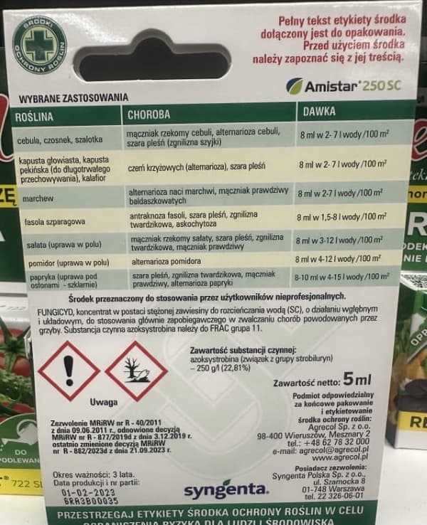 Et produkt der bekæmper svampesygdomme i landbrugsplanter 5 ml