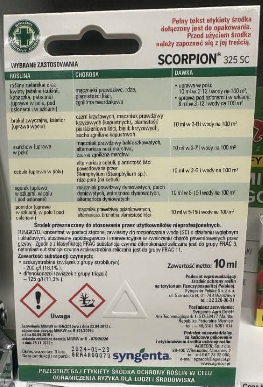 Et middel til bekæmpelse af svampesygdomme i grøntsager og urter 10 ml