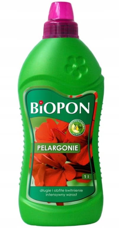 Biopon flytande gödselmedel för pelargoner ökar blomningen 1L