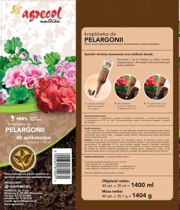 Dropp för Pelargonium 35ml stöd för riklig och lång blomning