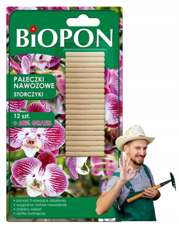 Biopon gödselpinnar för orkidéer 12 st flerkomponentsgödsel i pinnar