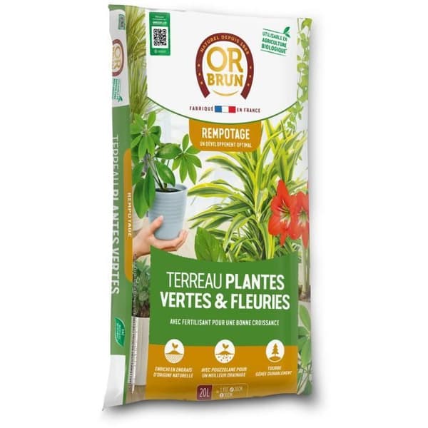 Jord för gröna och blommande växter inomhus - BROWN GOLD - OBRTPV20N - 20 L