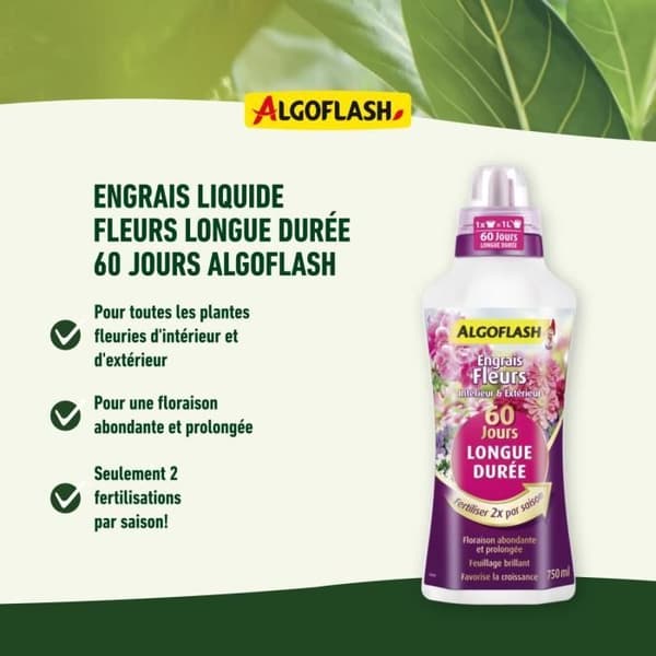 Blomgödsel - ALGOFLASH NATURASOL - Långvarig 60 dagar - 750 ml