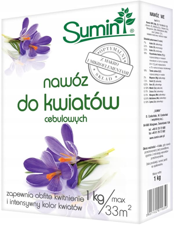SUMIN GØDNING TIL BLOMSTERLØG til tulipaner, krokus, påskeliljer, liljer 1 kg