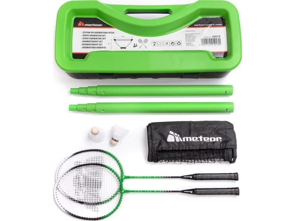 Meteor for badminton 2 racketer + 2 fjerboller + siatka Meteor