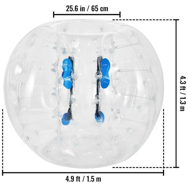 Bärbar 1,5M diameter uppblåsbar stötfångare boll, 0,8mm extra tjockt PVC-material, ergonomisk design, lätt att blåsa upp, bred applikation