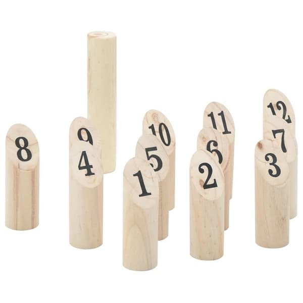 vidaXL nummer-kubb 13 dele med bærepose massivt fyrretræ