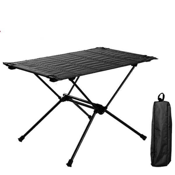 INF Transportabelt sammenklappeligt bord, letvægts campingbord i aluminium Sort