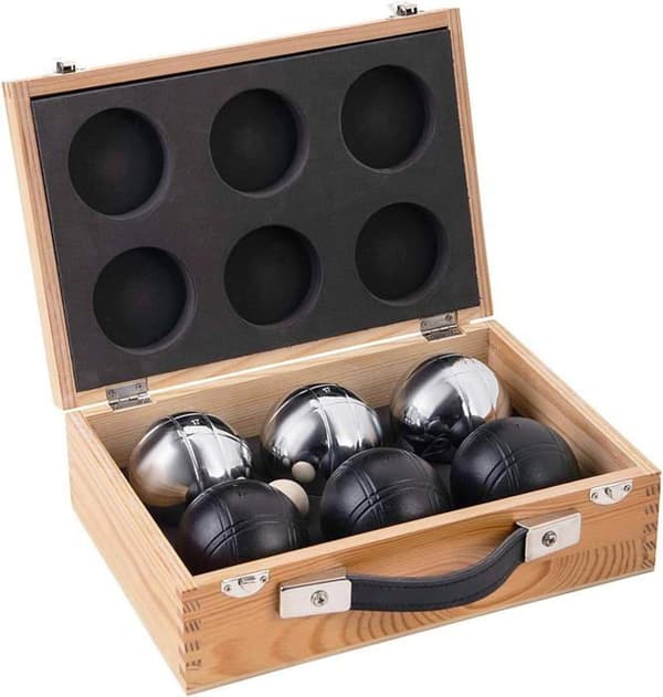 Lyxigt boulespel - Petanque - 6 boule - Trälåda - Vikt 720 Gr - Blandat
