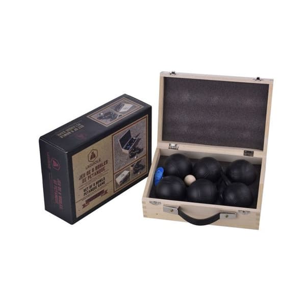 Boules de Pétanque - LAGUIOLE - Svart Utgåva - 6 Boular - Magnetisk Bollplockare - Transportväska