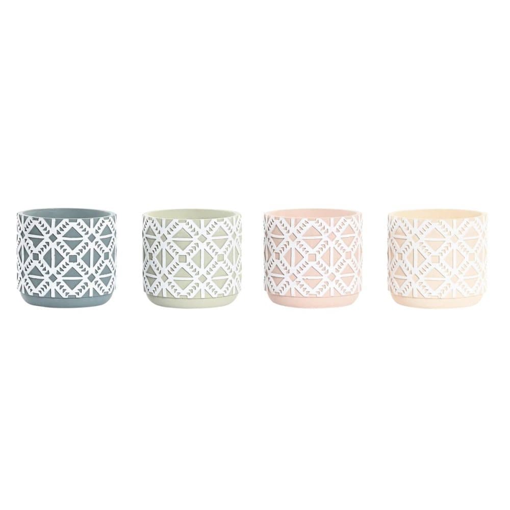Kruka DKD Home Decor Blå Rosa Orange Cement Grön Boho (16,5 x 16,5 x 15,5 cm) (4 antal)