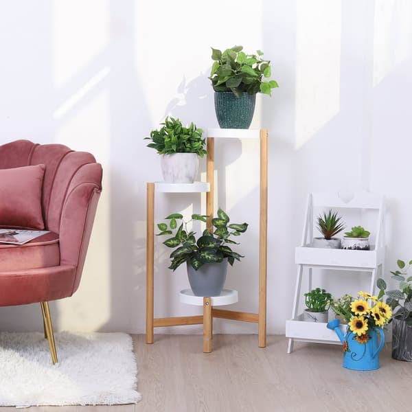 Bambu Kasvien Telineet Sisätiloissa, 3 Tasoa, Korkea Kulmateline, Kasvinäyttö Teline, Kulta
