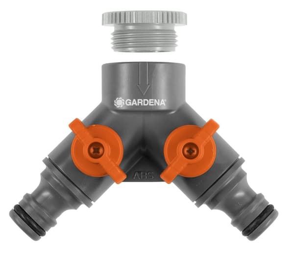 Gardena - 2-way valve - 26.5 mm (G 3/4 inch) and 21 mm (G 1/2 inch) thread - with adapter